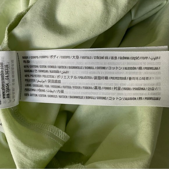 Abercrombie & Fitch Green Cinch-Front Puff Sleeve Poplin Mini Dress 35756 - Picture 13 of 14